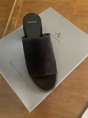 Aquatalia Made in Italy Black Suede Slide Mule